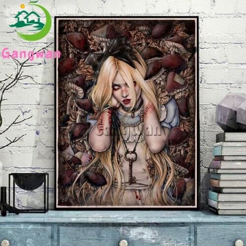 Halloween Gift Horror girl alice 5D DIY Diamond Painting Full Drill Diamond Embroidery Cross Stitch Mosaic Craft Kit Home Decor