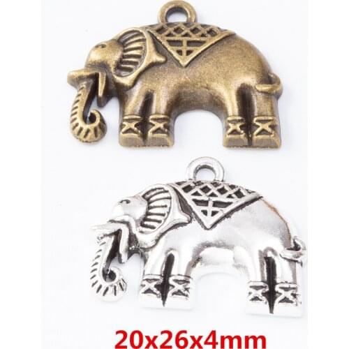 20 pieces of retro metal zinc alloy elephant pendant for DIY handmade jewelry necklace making 7499