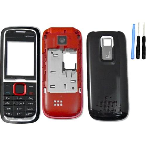 For Nokia 5130 Xpressmusic Full Housing +battery Back Cover + Keypad Lkeyboard Red Blue & Screwdriver Open Tool Kit