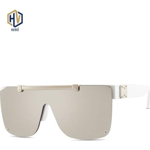 Half Frame Square One Piece Sunglasses Woman High Quality Flip Gradient Sun Glasses Men Outdoor Eyeglasses UV400