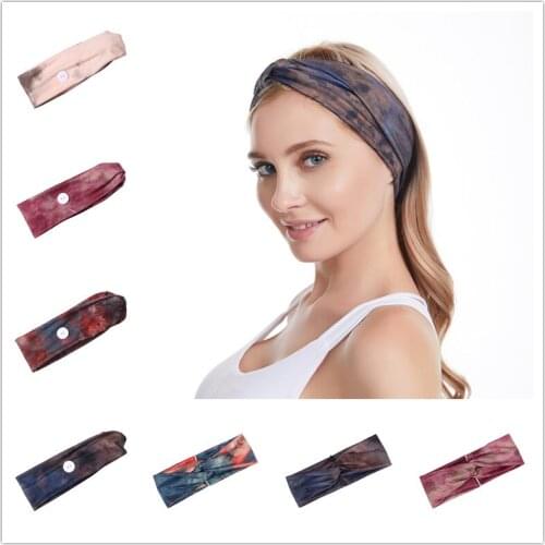 Gradient color hair band tie-dye fashion popular model hair accessories button hanging accessories on both sides headband women