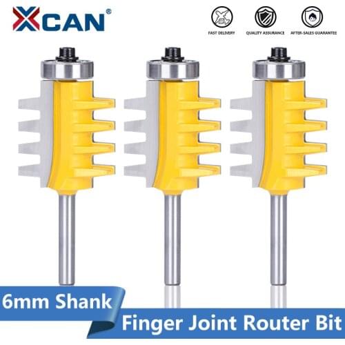 XCAN Rail Reversible Finger Joint 6mm Shank Glue Router Bit Cone Tenon Woodwork Cutter Power Tools Wood Router Bit