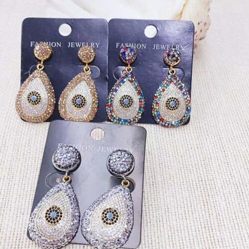 Earring Personality Eye of the demon Crystal Shiny Drop Earrings Copper For Party 3pairs 2019 New Fashion Earring