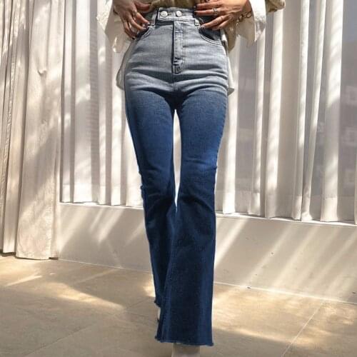 SEASONS Vintage High Waist Flared Jeans Women Casual Korean Fashion Skinny Denim Pants Capris Y2K Streetwear Summer ASPA82901