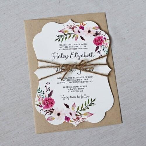 Irregularly Shaped Wedding Invitation Cards with Invitation Envelope - Lot of 50