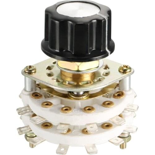 UXCELL 1PCS 1/2/6 Pole 3/4/5/8/11 Throw Switch 0/1/2 Deck Band Channel Rotary Switches Selector with Plastic Knob Accessories