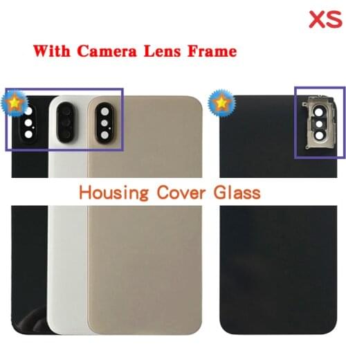 High Quality Back Glass For iphone X / XS / XS MAX Back Housing cover Glass Battery Cover Rear Door No Lens or With Camera Lens