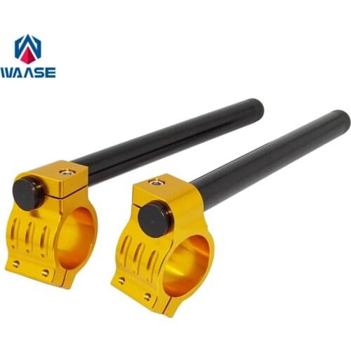 Waase 7/8" 22mm Handlebar Clip Ons Fork Handle Bars Grips 31 33 35 36 37 39 41 43 45 46 48 MM Black-Gold For Kawasaki For Honda