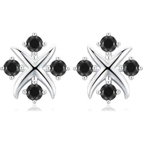 Black Awn Romantic 925 Sterling Silver Jewelry Natural Black Spinel Party Stud Earrings for Women Bijoux I118