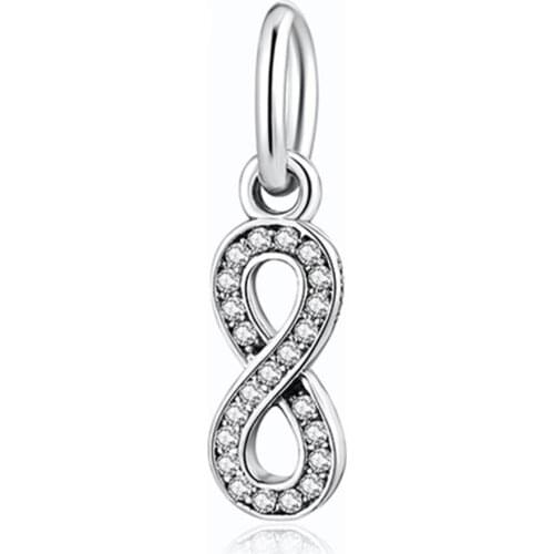 Beloved Infinity Pendant Charm fit Lady Bracelet Bangle Jewelry Authentic S925 Bead Infinite Shine
