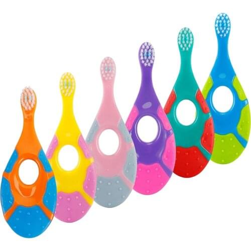Toothbrush & Toddler for Age 0-2 Years Soft Bristle for Baby Teeth & Infant Gums Easy-Grip Finger Handle& Teething Pad 4 Sets