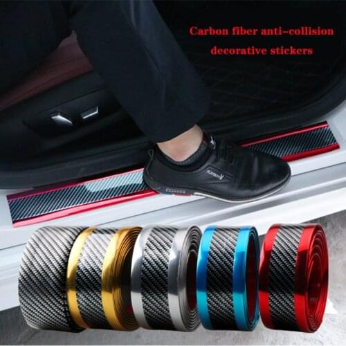 1Mx50MM Carbon Fiber Car Door Sill Soft Protector Strip Trim Bumper Edge Rubber Moulding Strip DIY Car Stickers Car Styling