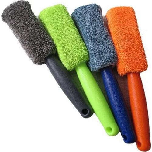 1pcs Portable Microfiber Wheel Tire Rim Brush Auto Kofferbak Motorfiets Bike Autobanden Motor Wassen Handle Washing Cleaner