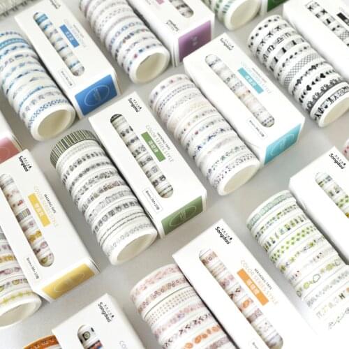 10 pcs Washi Tape Set Masking Tapes Washitape Stickers Scrapbooking Cinta Adhesiva Decorativa Whasi School Kawaii Animal Cactus