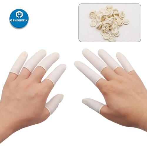 100pcs Natural Rubber Latex Finger Cots Latex Rubber Finger Cots Practical Design Disposable Gloves Makeup Eyebrow Extension