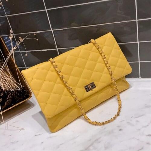 2020 Trend Luxury Brand Designer Quilted Purse Handbag Clutch Bags Yellow Envelope Big Tote Shoulder Crossbody Womens Bag