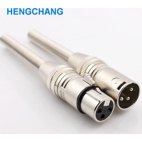 3pins 2pcs/lot metal XLR connector Female and Male connector Microphone connector MIC Adapter with spring ring