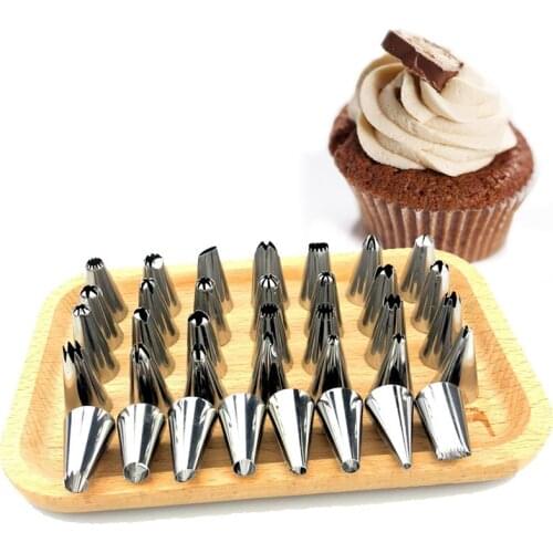 36Pcs Confectionery Pastry Tool Pastry DIY Tips Stainless Steel Cake Modeling Tool Baking Supplies Icing Piping Nozzles