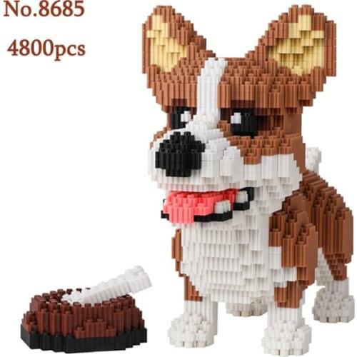 4800pcs Animal Puppy Model Building Blocks Welsh Corgi Mini Diamond Small Particle Building Blocks Assembled Toy Childrens Gift