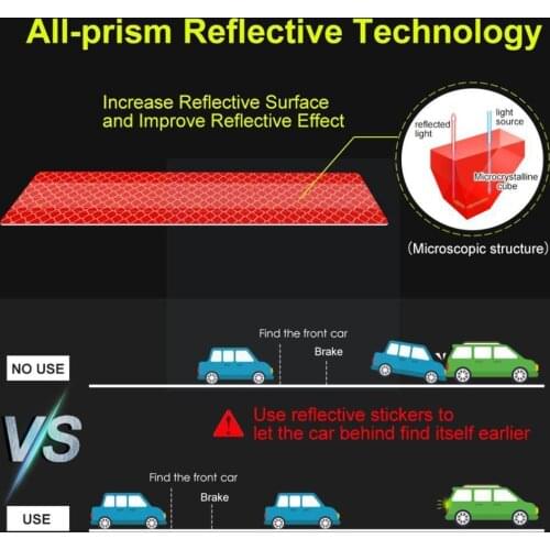 5Pcs/set Car Reflectance Reflector Stickers Auto Accessories Reflective Strips Tape Reflex Car Reflector Tape Warning Refle E7C7