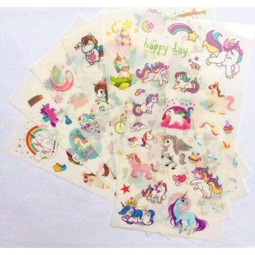 6Pcs Cute Unicorn Cartoon Pvc Diy Handmade Decorative Stickers Party Decoration Birthday Party Decorations Kids PAC21