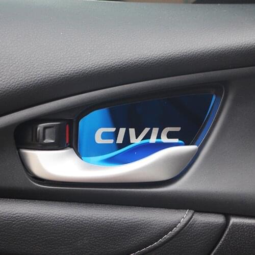 Car Inner Door Bowl Handle Protector Cover Sticker Decorated Patch For Honda CIVIC 2016 2017 2018 2019 2020 2021 Accessories