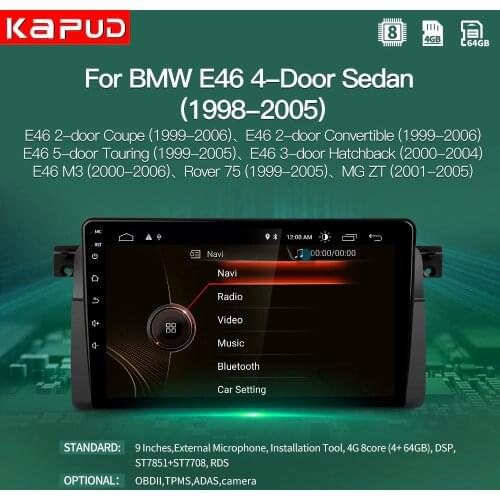 Kapud 9" 4G LTE Android 10.0 Navigation For Bmw E46 M3 Rover 75 1999-2005 Car Multimedia Player GPS Radio Stereo