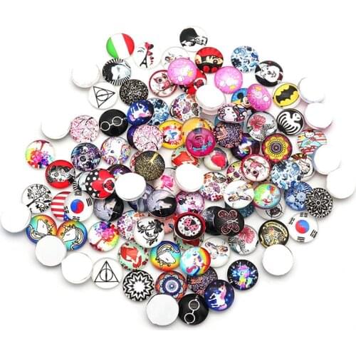 Big sale 100pcs Mixed 12mm/16mm/18mm/20mm/25mm Round photo glass cabochon demo flat back Making findings Random styles