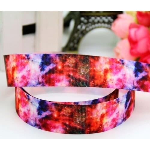 DHK 7/8'' 5yards galaxy printed grosgrain ribbon headwear hair bow diy party decoration OEM Wholesale 22mm E1137