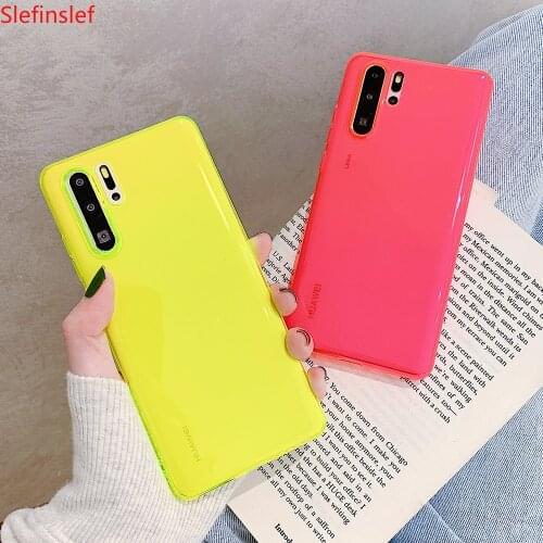 Fluorescent Neon Camera Protection Phone Case For Huawei P20 P30 P40 Pro P20 P30 Transparent Case Soft TPU Phone Back Cover