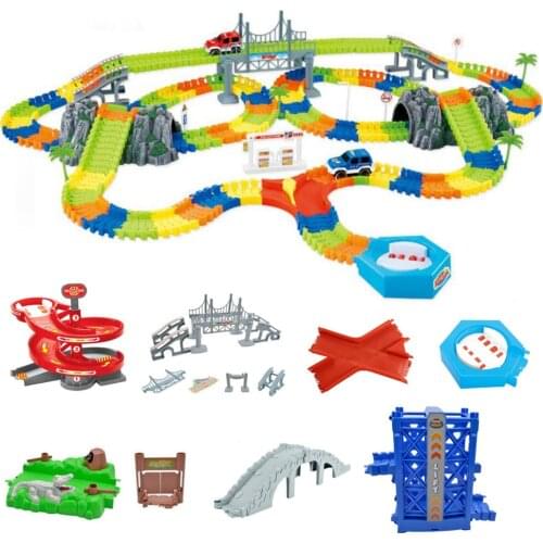 DIY racing track toy universal accessories magical lighting track ramp turn road bridge crossroads childrens toys gifts