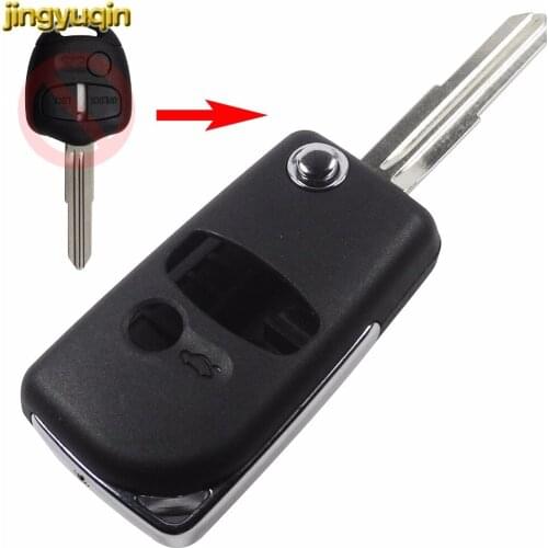 Jingyuqin Remote Car Key Shell For Mitsubishi Lancer EVO Colt Outlander Mirage Entry Fob Cover 3 Buttons Folding Flip Case