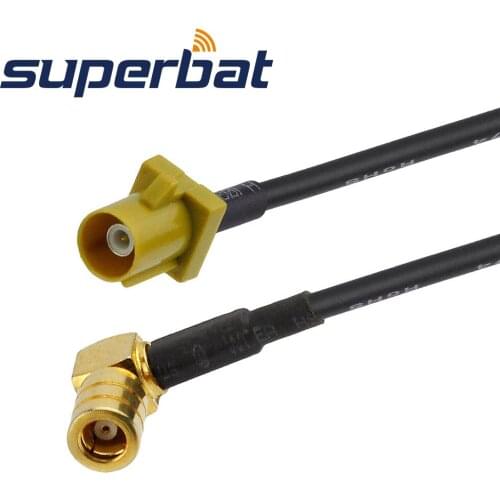 Superbat Fakra "K" Straight Plug to SMB Right Angle Plug Pigtail Cable for RG174 50 cm