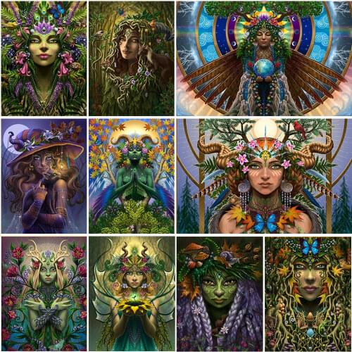 FIYO 5D DIY Diamond Painting Witch Cross Stitch Full Square/Round Mosaic Diamond Embroidery Handicrafts Drill Home Decoration