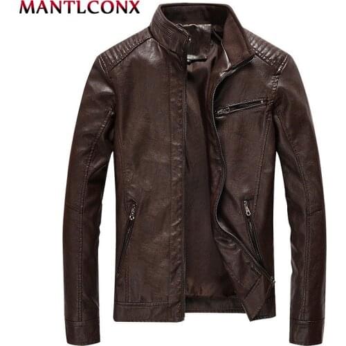 MANTLCONX New Mens PU Jackets Coats Autumn Motorcycle Biker Faux Leather Jacket Men Leather Coats Male Casual Overcoat M-5XL