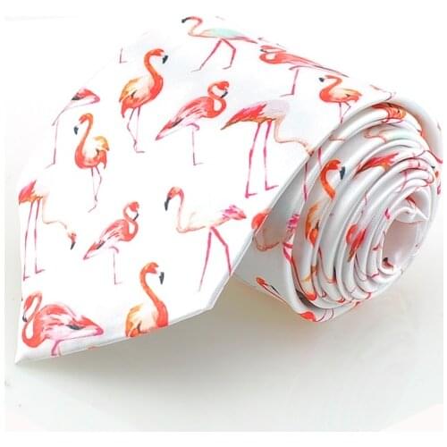 Fashion Flamingo Animal Design Neck tie 4 inch Wide Women Mens Wedding Formal Dress Party Neckties Cravat New Year Gift 2020