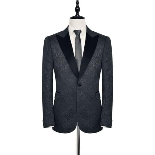 High Quality Embossing Groomsmen Shawl Lapel Groom Tuxedos Men Suits Wedding/Prom Best Man Blazer ( Jacket+Pants+Tie) A29