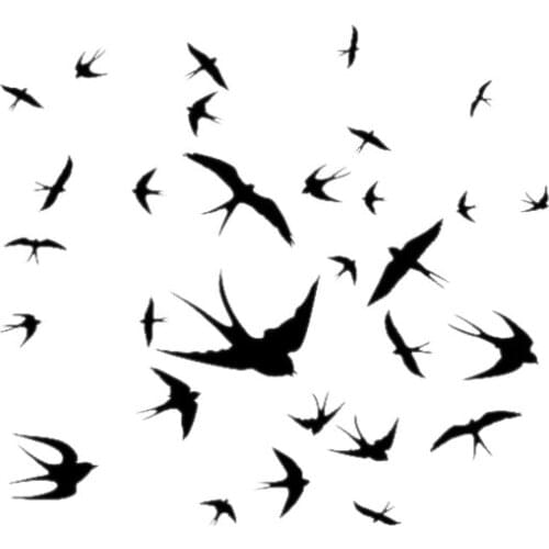 A Set of Cute Cartoon Swallow Bird Art Pvc Decals for Kids Children Room Wall Car Sticker Black/White, 16cm*5cm