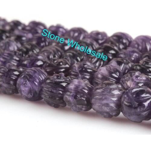 Natural Round Rose Carved Sculptured 3D Amethyst Crystal Gemstone Loose Beads 6 8mm For Necklace DIY Jewelry Making