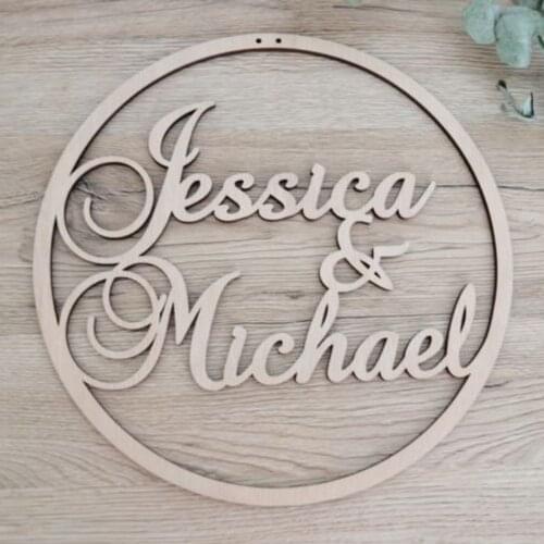 HLO 2021 New Modern Round Name Holder Romantic Ornament Special Days Engagement Present Wedding Birthday Design Quality Wood