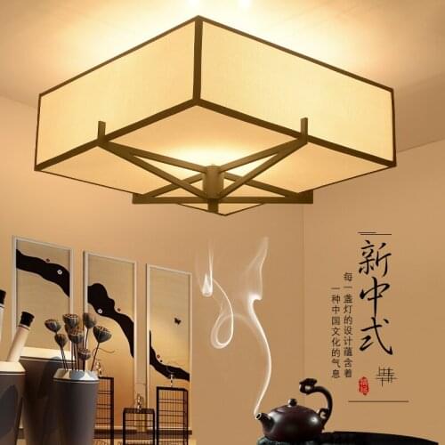 New Chinese style Ceiling Lights square living room lamp originality retro study bedroom lighting restaurant engineeri LU717106