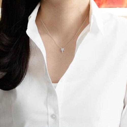 Wholesale Fashion Drawing Surface Pentagram Star Pendant Silver Gold Silver PlatedNecklaces Women Charm Jewelry Free Shipping