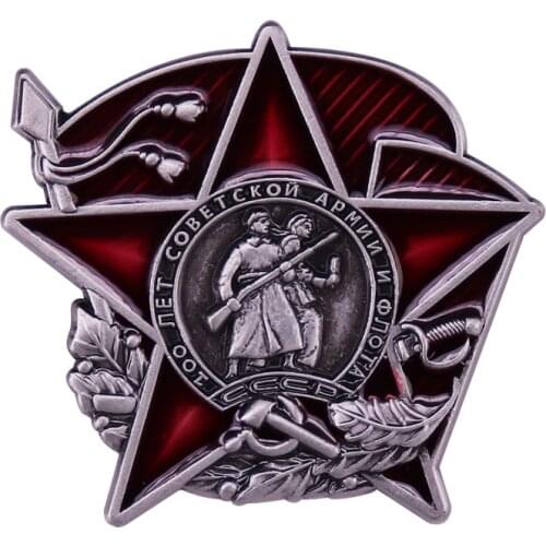 Order "100 Years of the Soviet Army and Navy" Russian Award Badge CCCP Red Star Pin Proletarians of the world unite