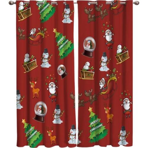 Christmas Pattern Home Decor Window Curtains Bedroom Kitchen Curtain Panel Curtains for Living Room