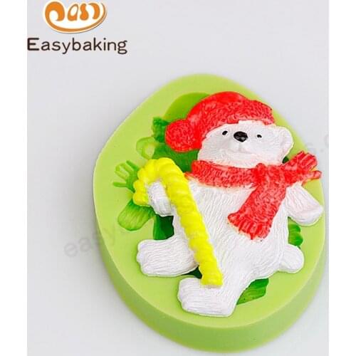 Santa Teddy Bear Teddybear Candy Christmas Silicone Mould Fondant Cake Decorating Tools for Chocolate Soap Clay Resin