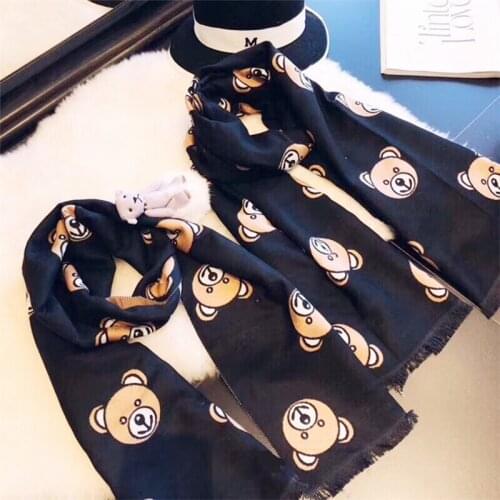 Parent-Child Dog Bear Animal Kids Scarves Korean Christmas Winter Classic Double-Sided Thick Cashmere Women Girls Wholesale