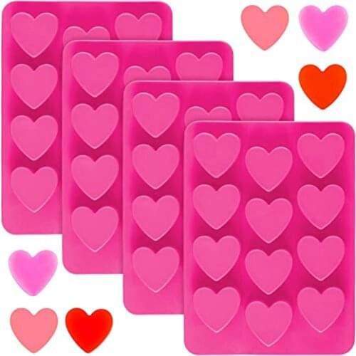 12 Capacity Heart Shaped Silicone Molds Fondant Candy Love Chocolate Molds