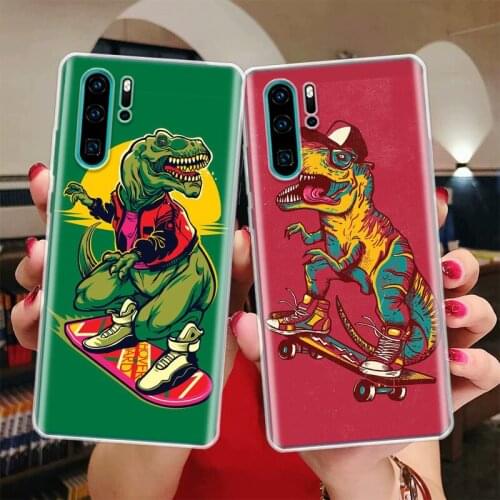 Dinosaur Skate Dude Play Silicon Phone Case For Huawei Honor 10 9 20 Lite Y5 Y6 Y7 Y9 9X 8X 8S 8A 7X 7A 7S Pro + 10i20i Coque