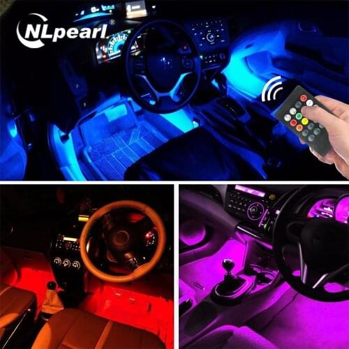 NLpearl LED Car Foot Ambient Light With USB Wireless Remote APP Music Control RGB Auto Interior Decorative Atmosphere Lights