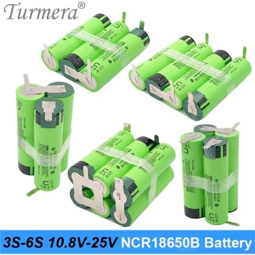 Turmera NCR18650B 18650 Battery 3400mAh 6800mAh 3S 4S 5S 12.6V 16.8V 21V Soldering Battery for Screwdriver Shurik Shura Battery